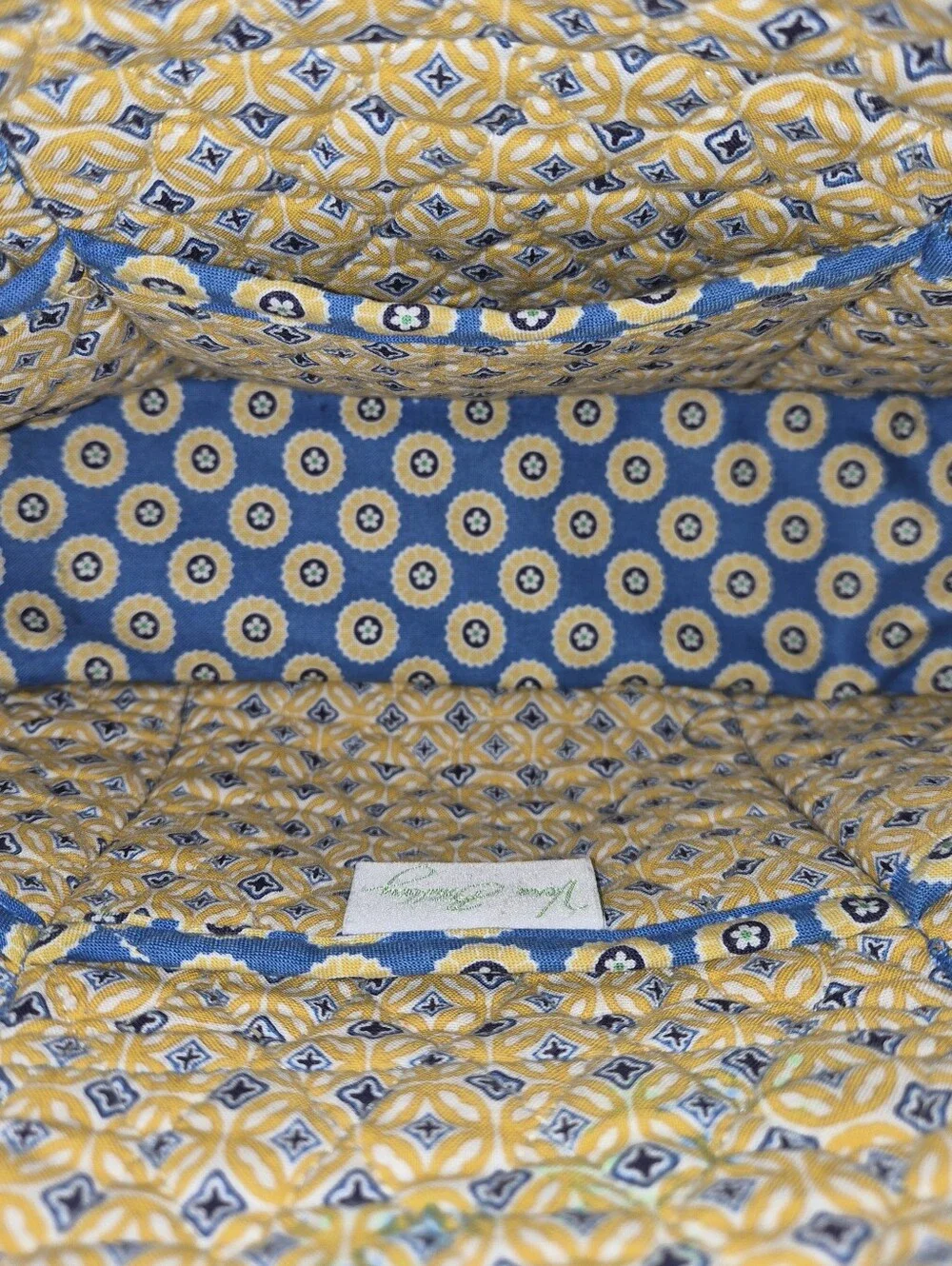 Vera Bradley Little Betsy Bag Riviera Blue Quilted Cotton Zip Tote Shoulder Bag